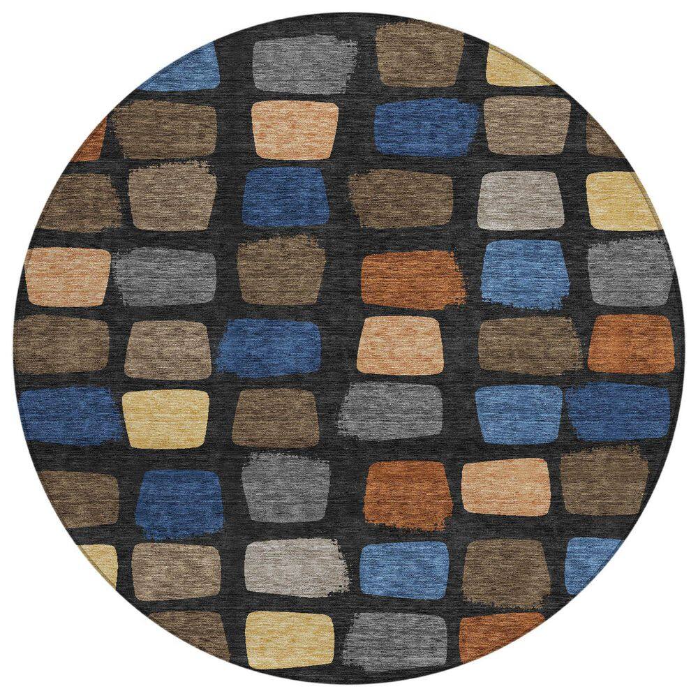 Chantille Machine Washable Indoor/Outdoor Abstract ACN2501 Black 8 ft. x 8 ft. Round Rug price history on PriceWatchPro