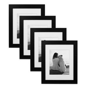Museum 11 in. x 14 in. Matted to 8 in. x 10 in. Black Picture Frame (Set of 4)