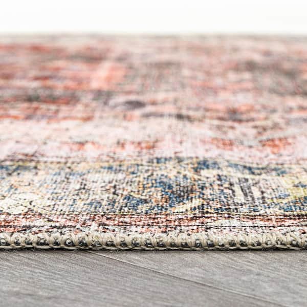 Amber Multi 5 ft. x 7 ft. Vintage Inspired Distressed Machine Washable Area Rug