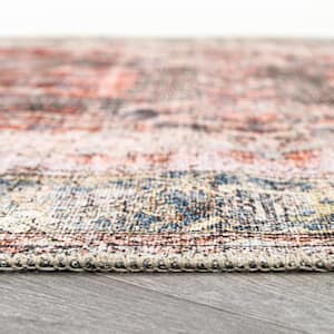 Amber Multi 9 ft. x 12 ft. Vintage Inspired Distressed Machine Washable Area Rug