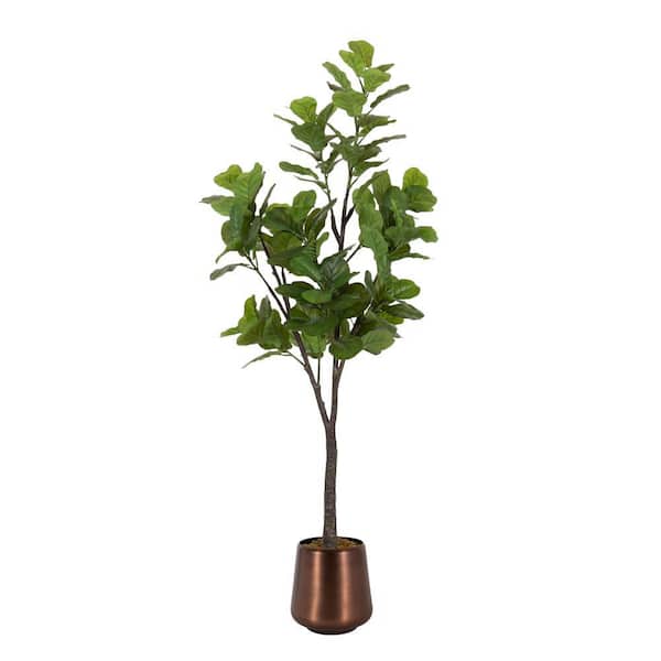 Fidmont 6 ft. Artificial Fiddle Leaf Fig Tree in Bronze Metal Pot