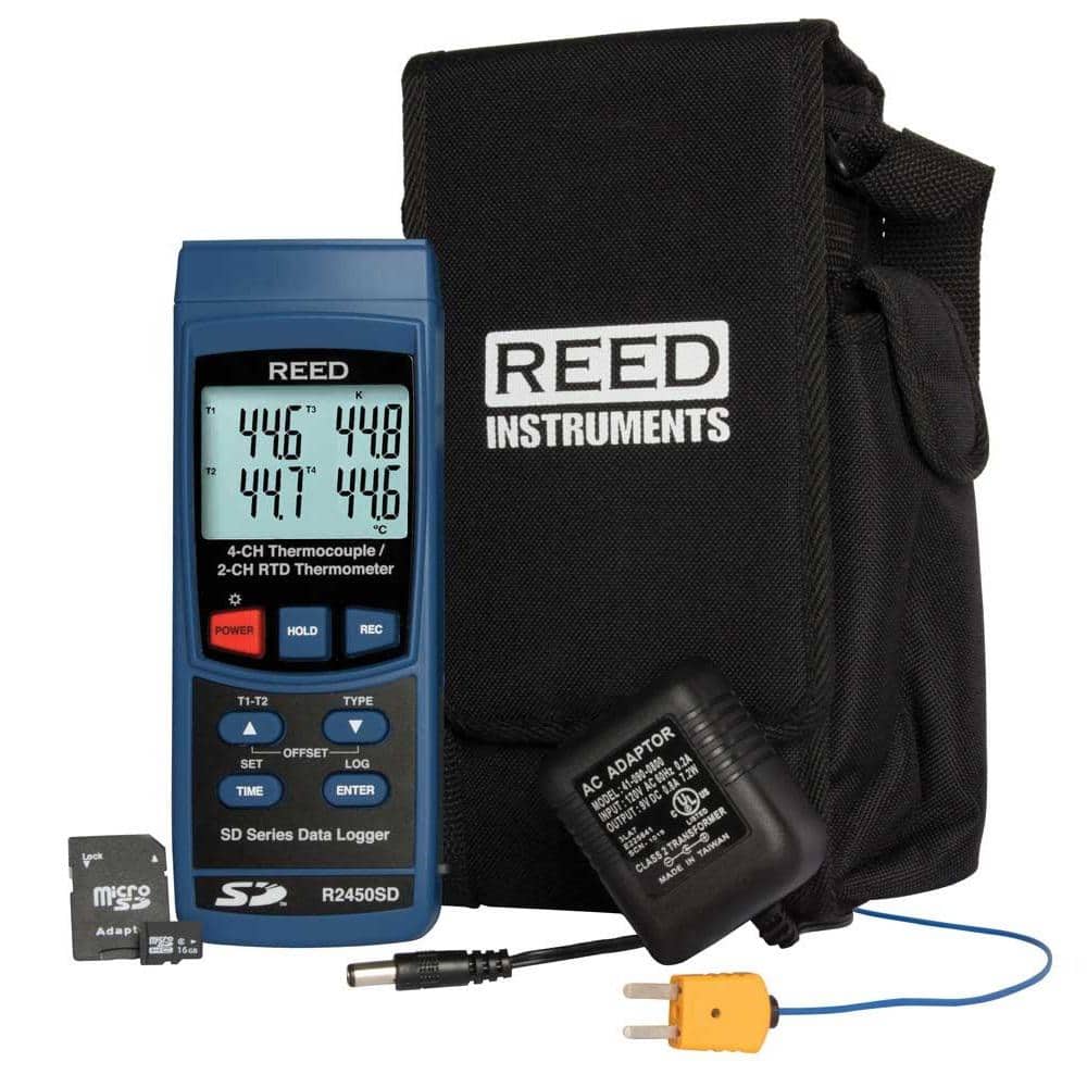 REED Instruments Data Logging Thermometer with Power Adapter and SD ...