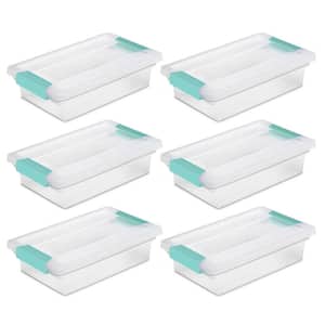 Small File Clip Storage Box with Lid in Clear (6-Pack)