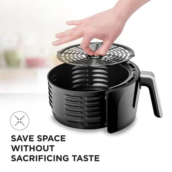 Moosoo Compact Air Fryer with 2qt Nonstick Basket, 60 Min Timer, Black