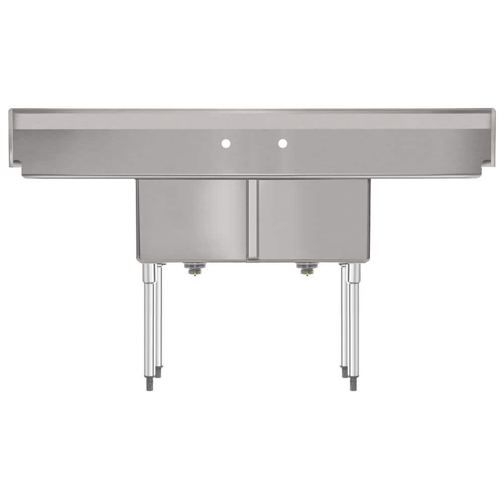 72" Stainless Steel Commercial Sink with Dual Drainboards