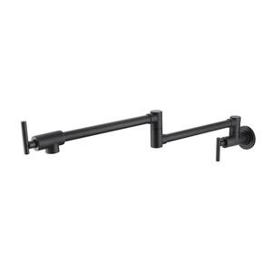 Wall Mounted Pot Filler with Double Handles in Matte Black