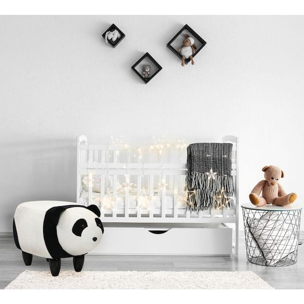 Bedroom Playroom & Living Room-Décor Ottoman Critter Sitters Black/White 14 Seat Height Animal Panda Bear-Super Soft Plush-Durable Legs-Furniture for Nursery