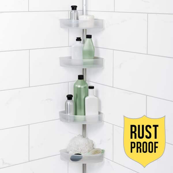Zenna Home Tension Pole Rust Resistant Corner Shower Caddy in
