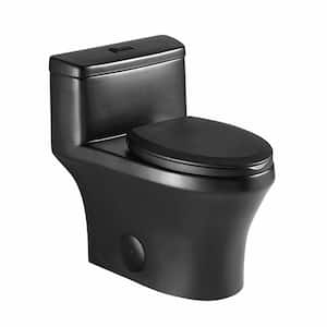 One-Piece 1.2 GPF Dual Flush Elongated Toilet in Black Matte