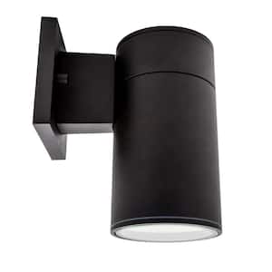 Black LED Outdoor Wall Cylinder Light with Dusk to Dawn Sensor