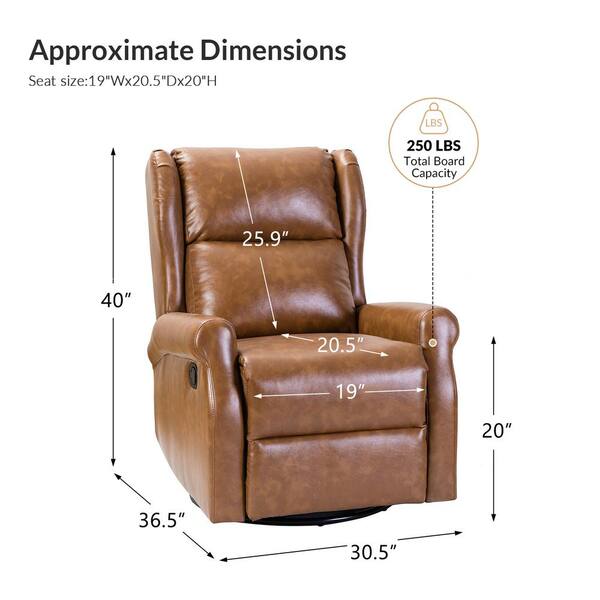 JAYDEN CREATION Chiang Camel Faux Leather Swivel Recliner with