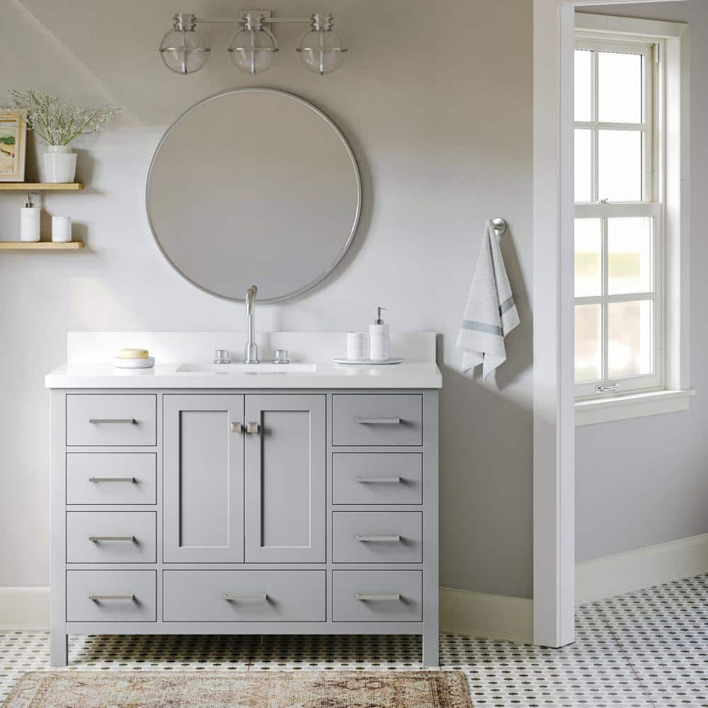 ARIEL Cambridge 49 In. W X 22 In. D X 36 In. H Bath Vanity In Grey With ...