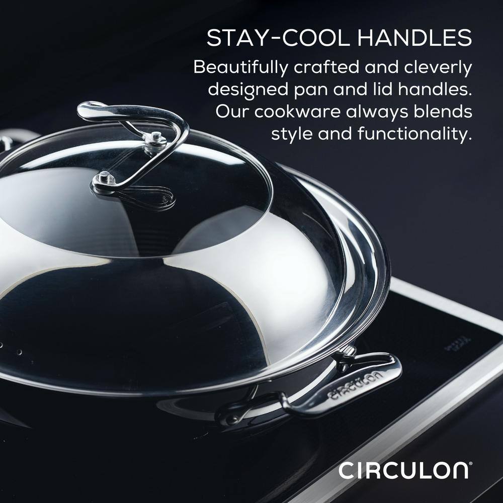 Circulon 14-Inch Stainless Steel Wok with Glass Lid