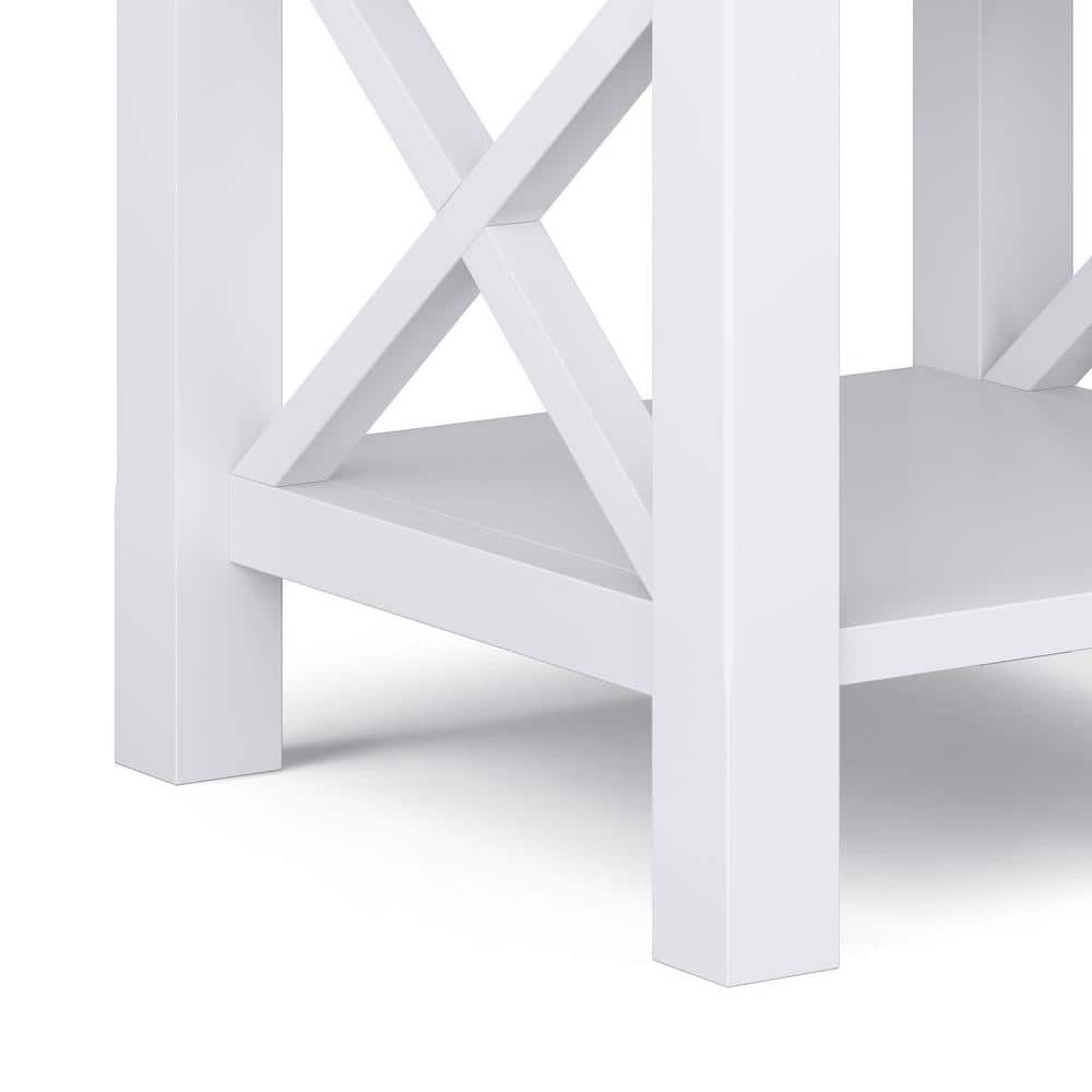 Kitchener Contemporary White Solid Wood Square End Table with Storage