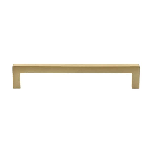 GlideRite 6-1/4 in. Satin Gold Solid Square Slim Cabinet Drawer Bar Center-to-Center Pulls (10-Pack)