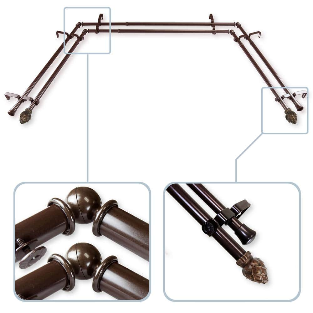 Bud 13/16 in. Bay Window Double Curtain Rod in Cocoa price history on PriceWatchPro