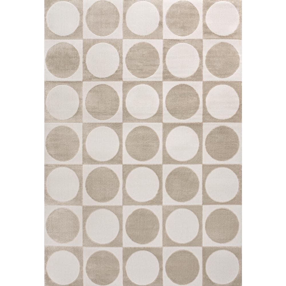 Helena Beige and Cream Geometric 8 x 10 Area Rug