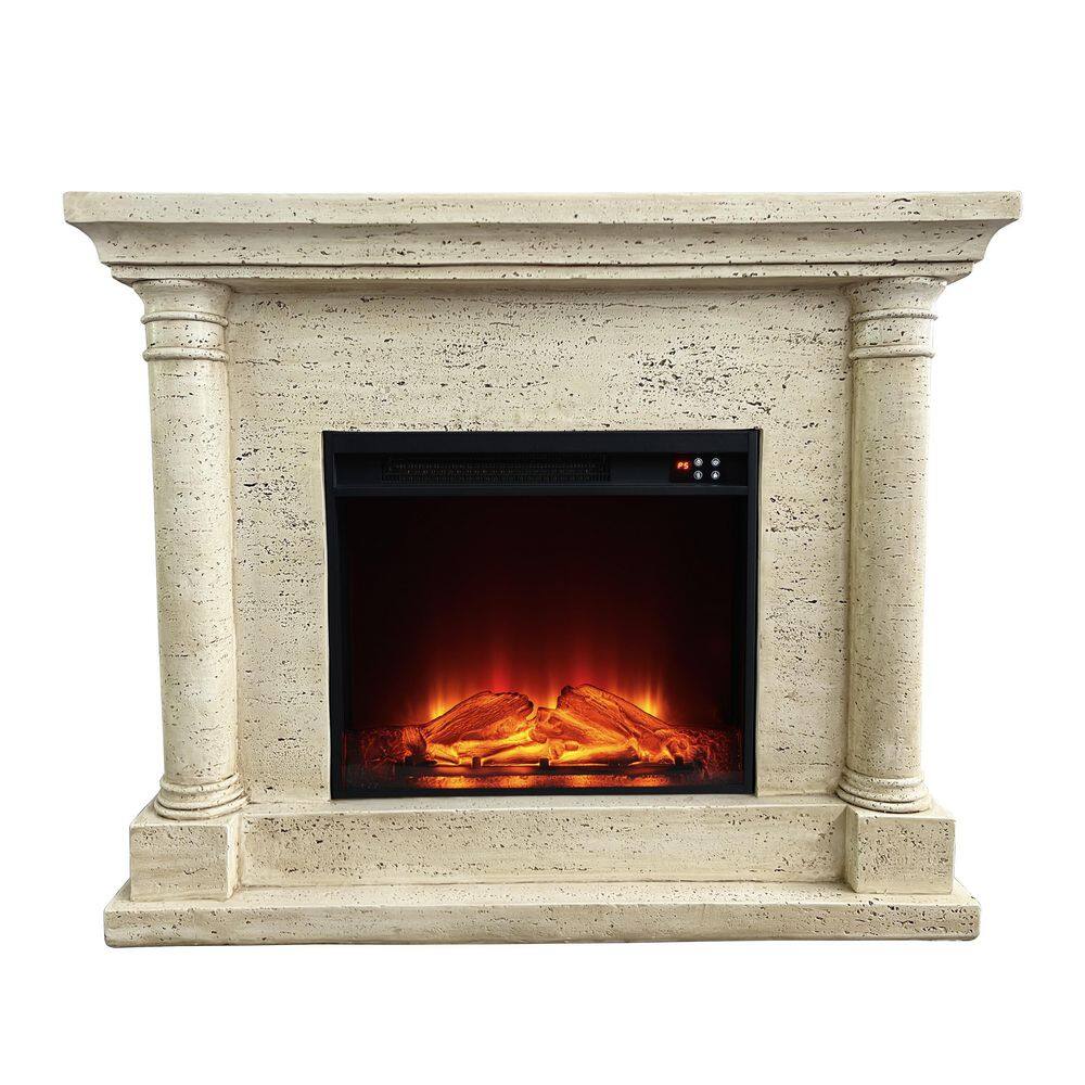 44.5 in. Freestanding Magnesium Oxide Electric Fireplace in Sahara Travertine price history on PriceWatchPro