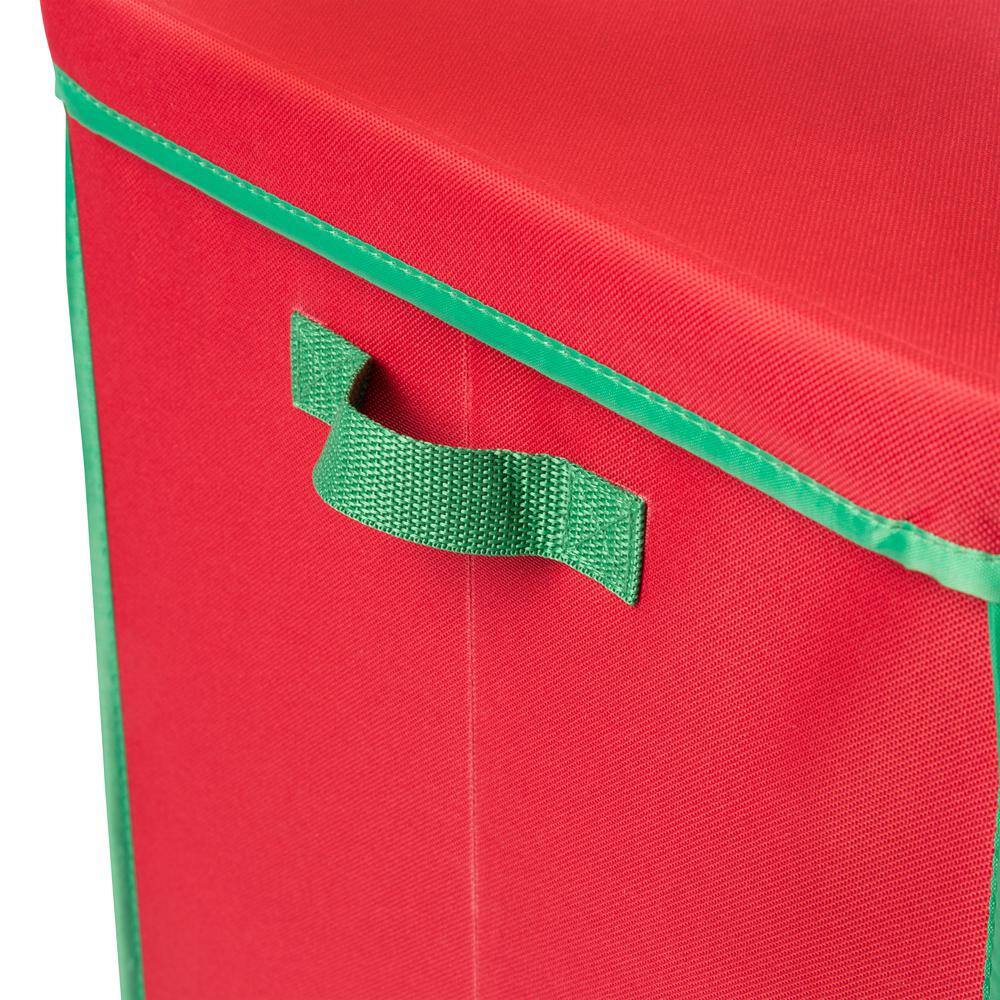 Red Fabric Christmas Ornament Storage Box with Viewing Window
