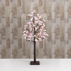 4 ft. H Battery Operated Lighted Textured Peach Flower Tree