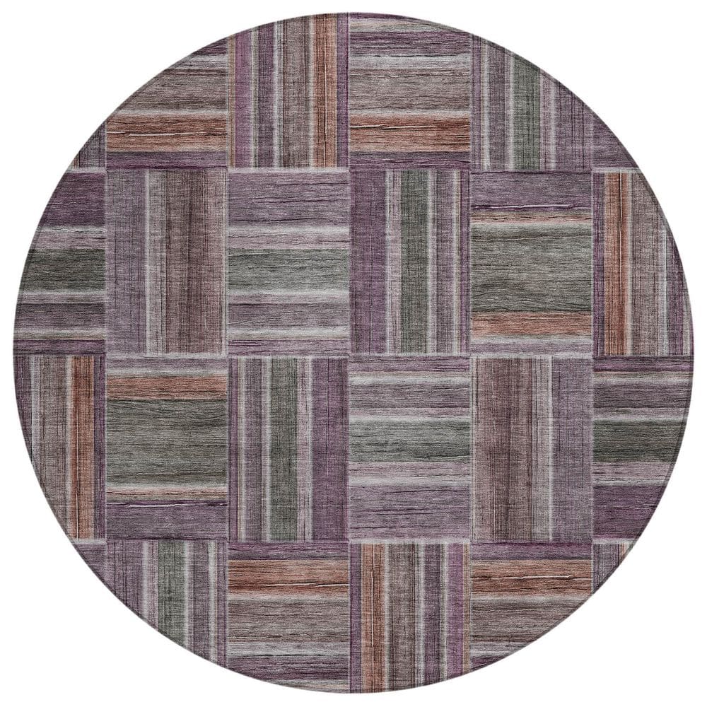 Chantille Machine Washable Indoor/Outdoor Abstract ACN2803 Plum 8 ft. x 8 ft. Round Rug price history on PriceWatchPro