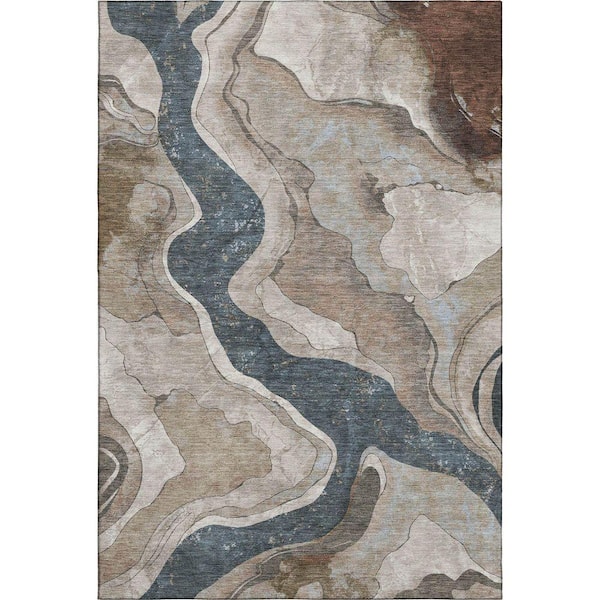 Mayfield Premium Machine Washable Abstract AMF2219 Beige 9 ft. x 12 ft. Area Rug