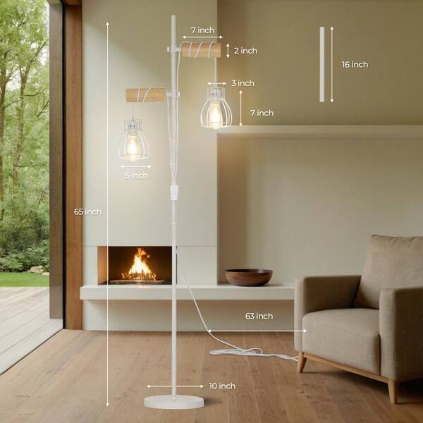 Giantex Farmhouse Tree Floor Lamp With 2 Lights, 65\" Tall Faux Wood...