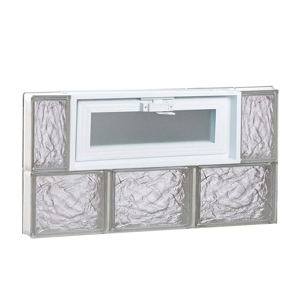 Clearly Secure 23.25 in. x 13.5 in. x 3.125 in. Frameless Ice Pattern Vented Glass Block Window