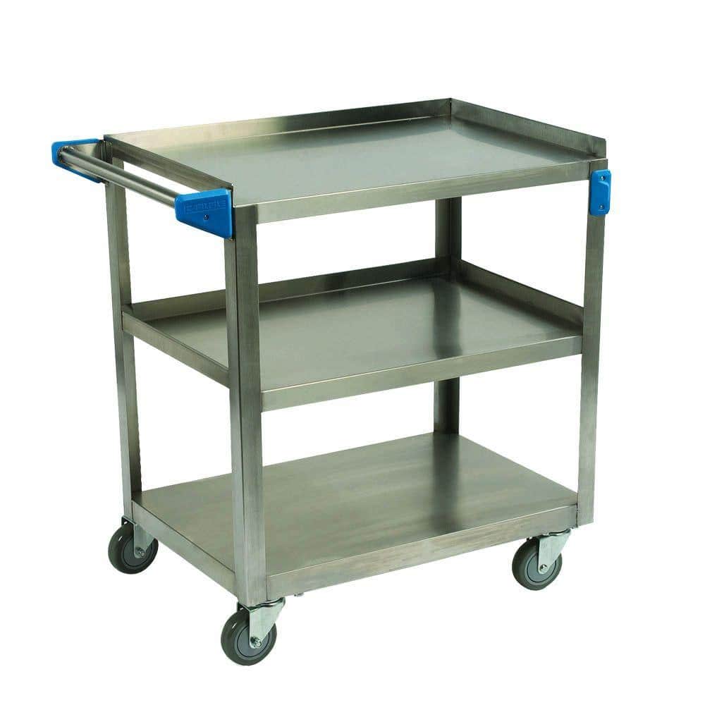 Small - 30 Legth x 16 Width Stainless Steel Dining Cart - 3 Shelf Heavy  Duty Utility Cart