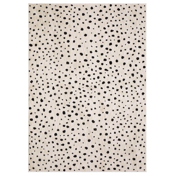 Helix Beige/Black 10 ft. x 13 ft. Modern Polka Dot Indoor Area Rug