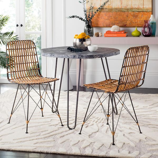Minerva Brown/Black Wicker Dining Chair (Set of 2)