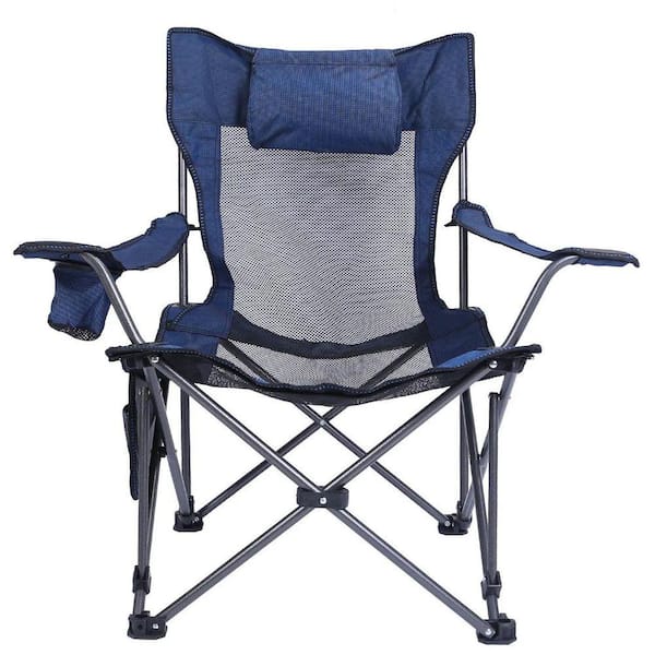 Foldable Camping Chair with Reclining Backrest, 330LBS Heavy Duty Steel Frame & Cup Holder for Outdoor Relaxation