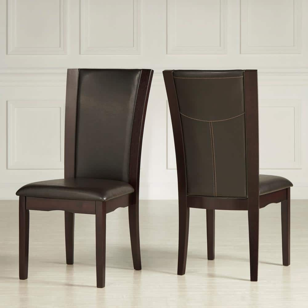 Dark Brown Bicast Vinyl Side Chair (set Of 2) 40710s[2pc] - The Home Depot