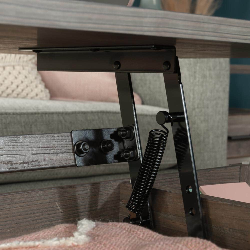 Pebble Pine Lift-Top Coffee Table with Storage Shelf