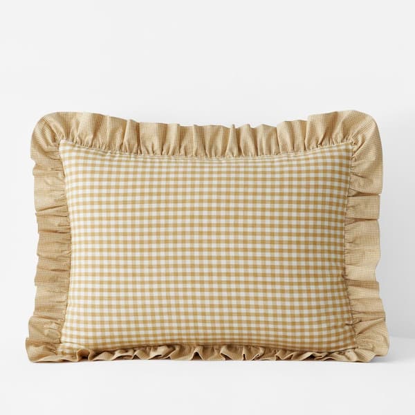 The Company Store Company Cotton Gingham Yarn-Dyed Melange Gold Plaid Cotton Percale King Sham