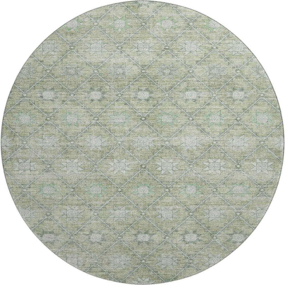 Mayfield Premium Machine Washable Abstract AMF1858 Aloe 8 ft. x 8 ft. Round Rug price history on PriceWatchPro
