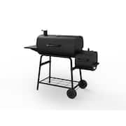 29 in. Barrel Offset Charcoal Smoker and Grill in Black