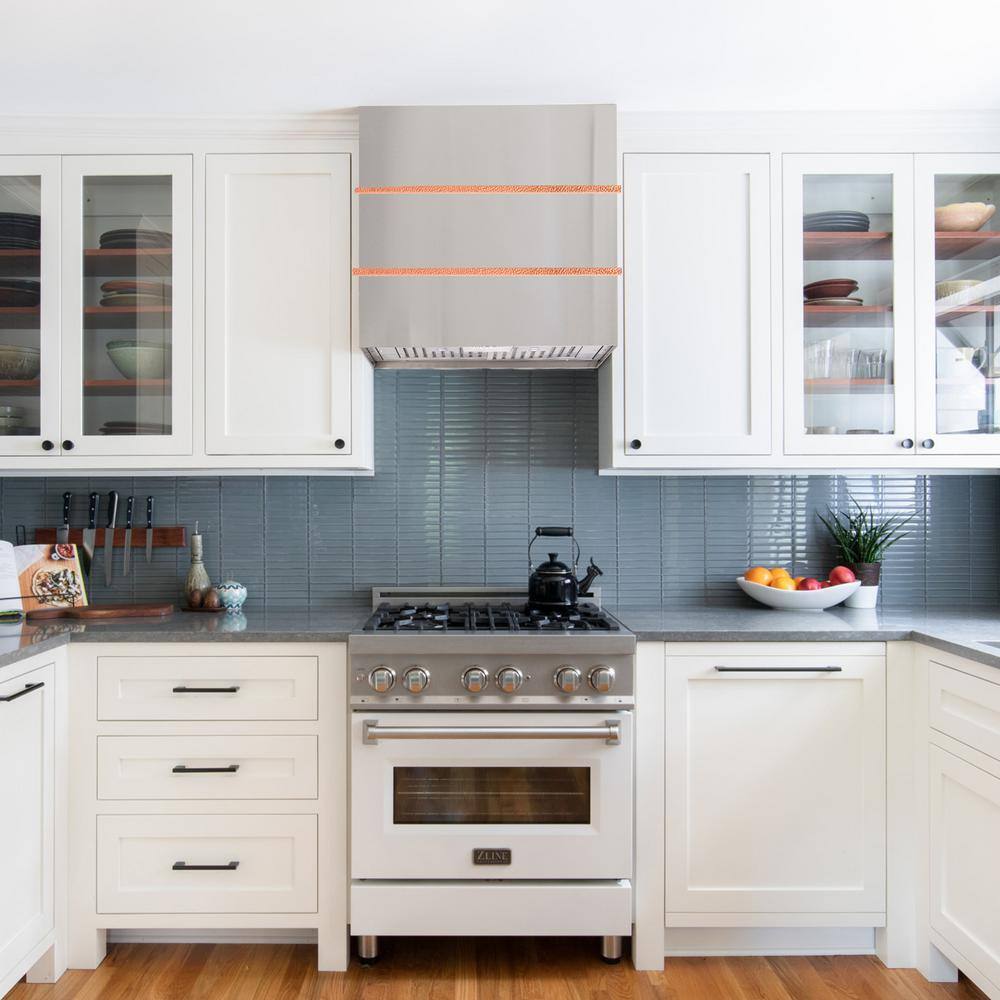 30-Inch Stainless Steel and Copper Wall-Mounted Range Hood