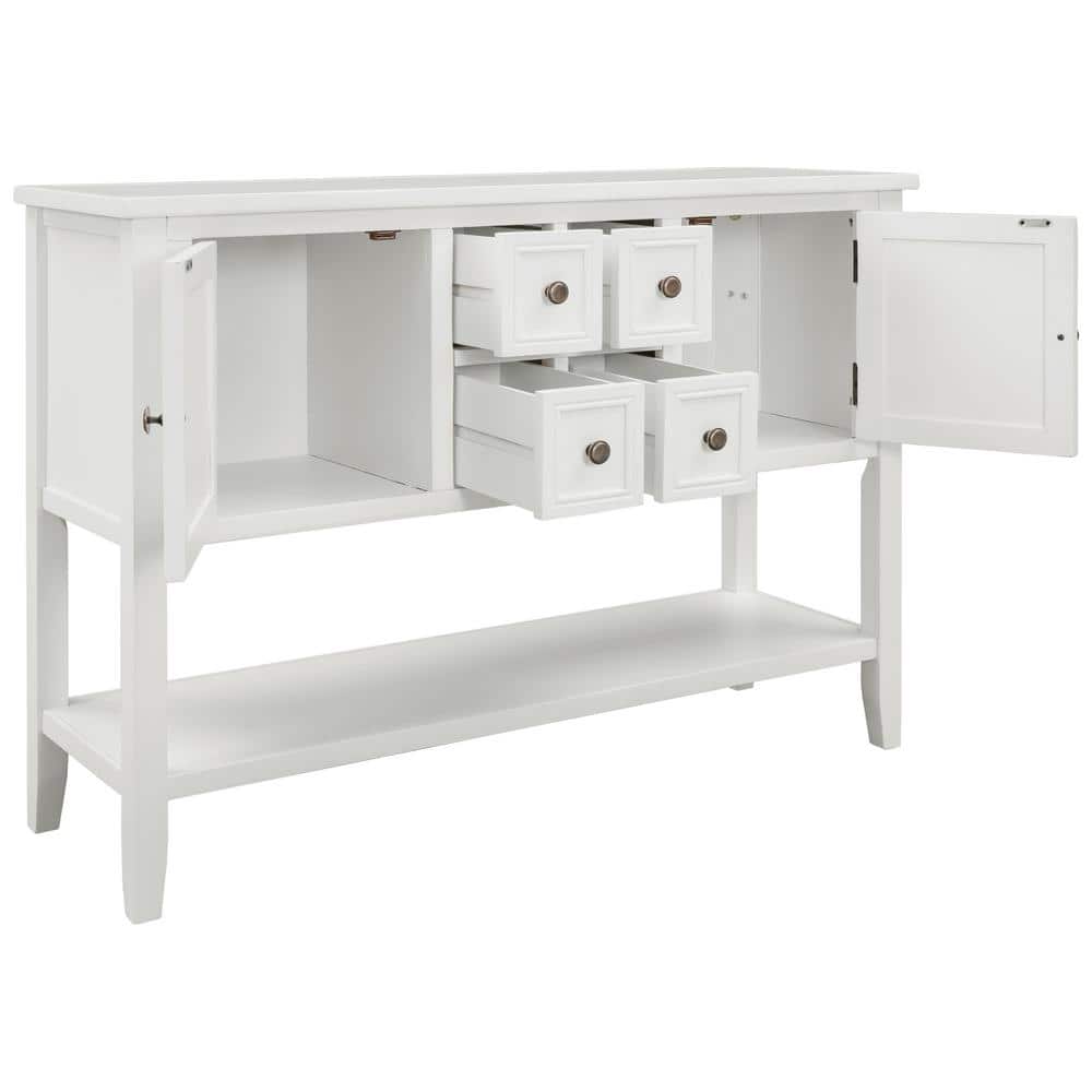 46 in. W x 15 in. D x 34 in. H Bathroom White Linen Cabinet