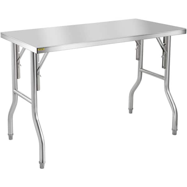Commercial Prep Table 48 x 24 in. Stainless Steel Restaurant Table with Height Adjustable Kitchen Utility Table,Silver