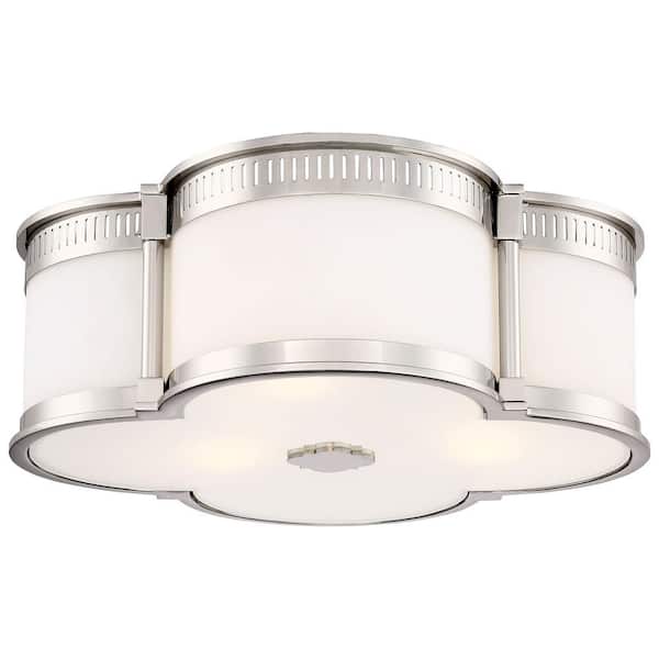 100-Watt Equivalence 16.25 in. Polished Nickel Integrated LED Flushmount