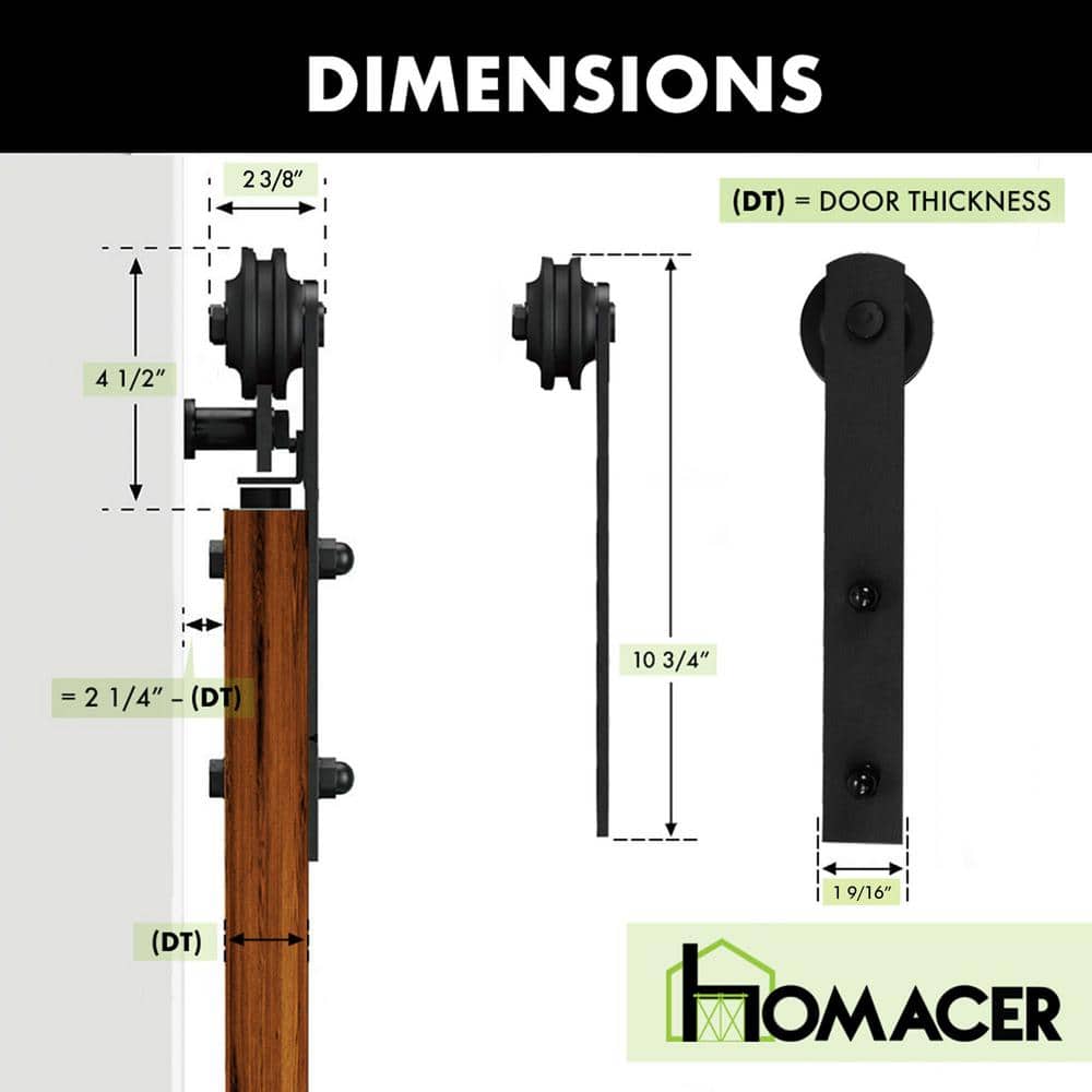 Black Heavy-Duty Double Door Sliding Barn Hardware Kit, 60-inch