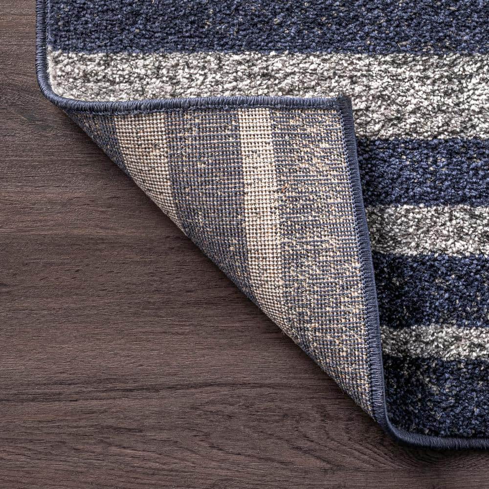 Coastal Charm Blue Stripe Synthetic Area Rug 5' x 8'
