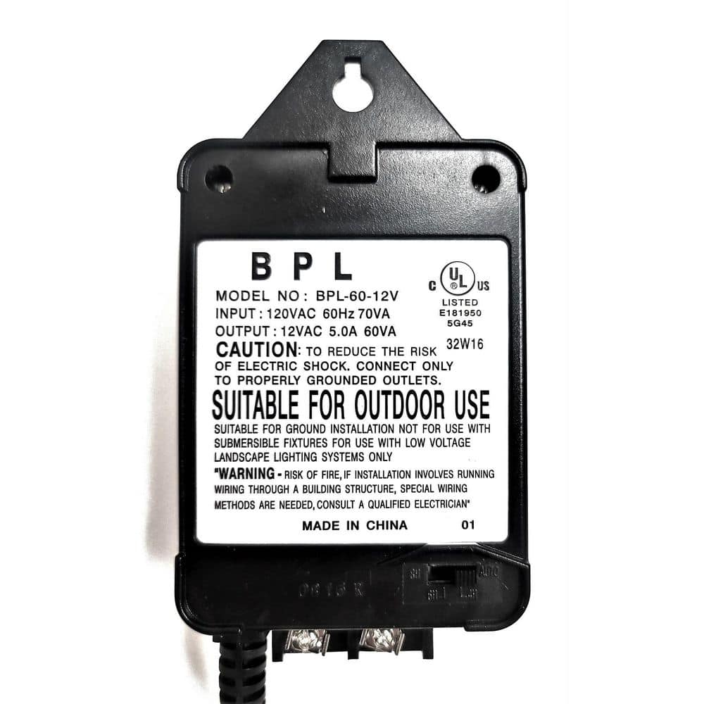 Black 60W Low Voltage Landscape Lighting Transformer with Photocell