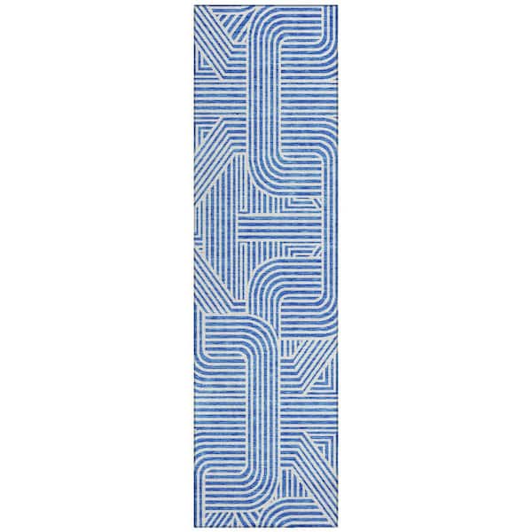 Addison Rugs Chantille Machine Washable Indoor/Outdoor Abstract ACN917 Blue 2 ft. 3 in. x 7 ft. 6 in. Area Rug