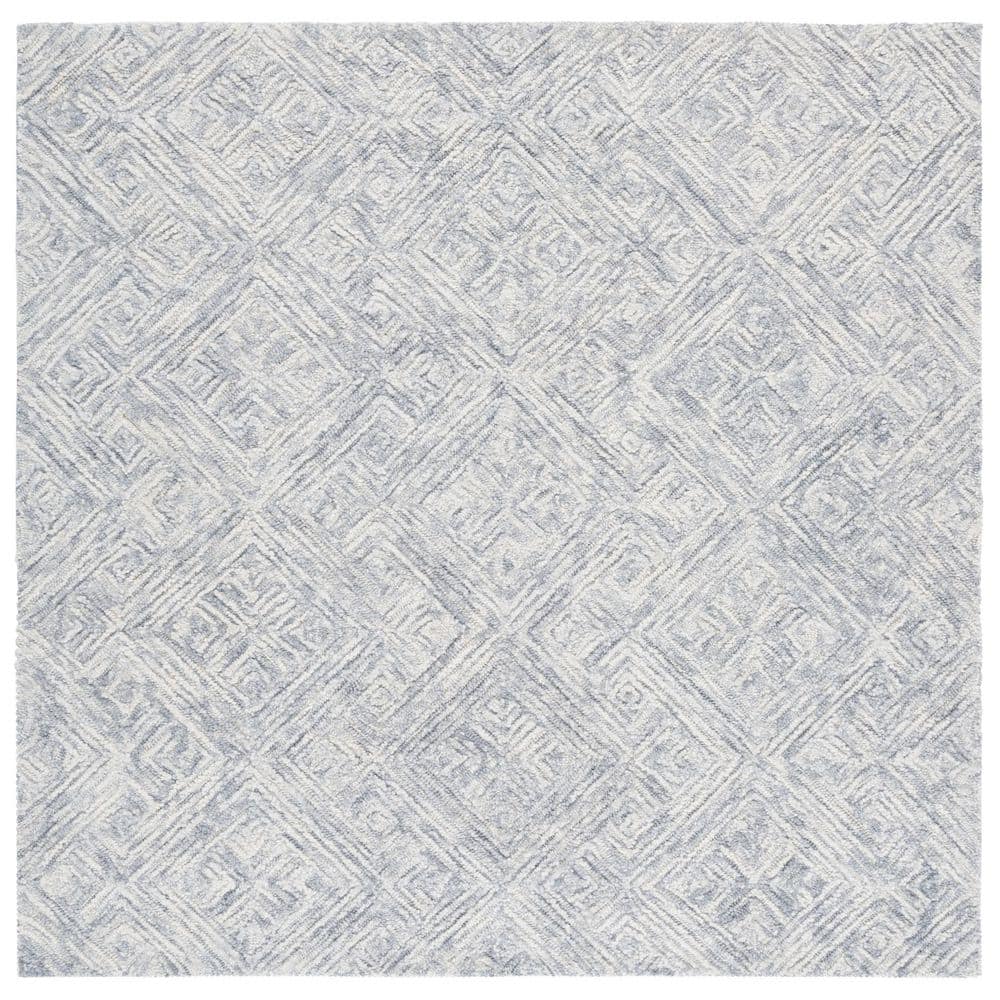 SAFAVIEH Trace 6 ft. x 6 ft. Gray Distressed Geometric Square Area Rug ...