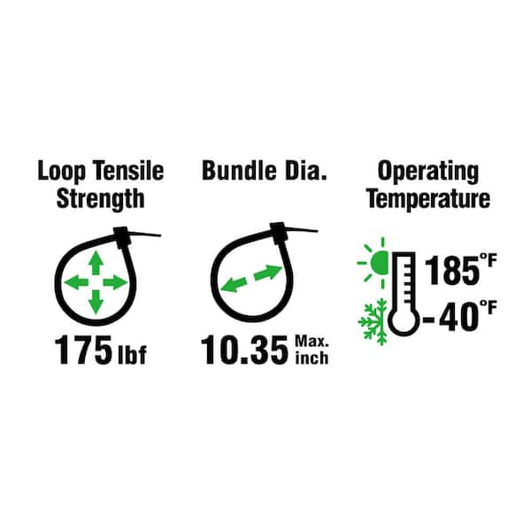 Commercial Electric - 36in Heavy Duty  175lb Tensile Strength UL 21S Rated Cable Zip Ties 15 Pack Natural (White)