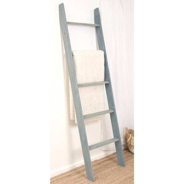 BrandtWorks 72 in. x 20 in. Blue Beach Decorative Blanket Ladder