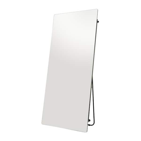 CosmoLiving by Cosmopolitan 31 in. x 69 in. Silver Glass Polished Floor Mirror with Stand
