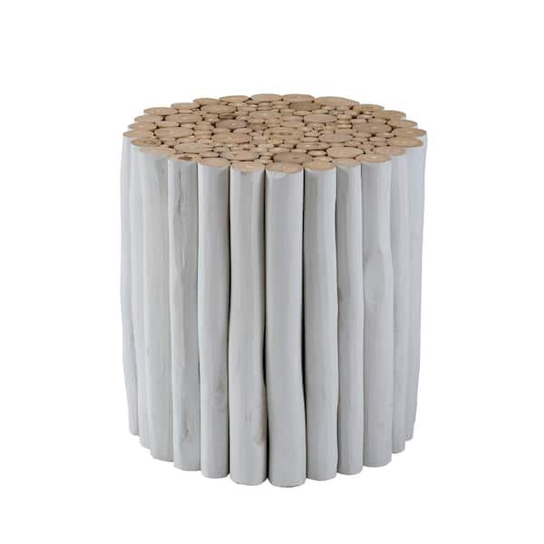 East At Main Katherine White Teak Accent Table